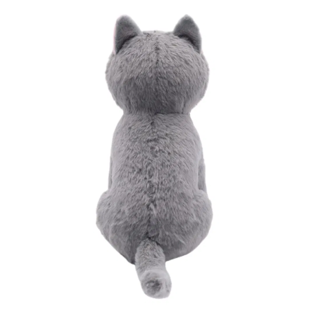 Cute Lifelike Home Animal Cat Toy 24cm (H) Grey Sitting Cat Plush Soft Stuffed Toys for Kids